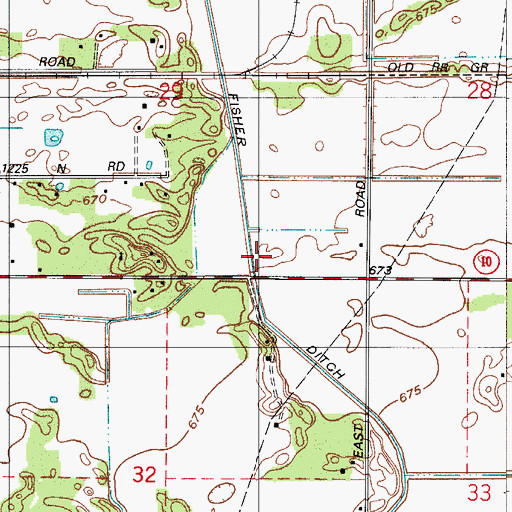 Topographic Map of Fisher Ditch, IN