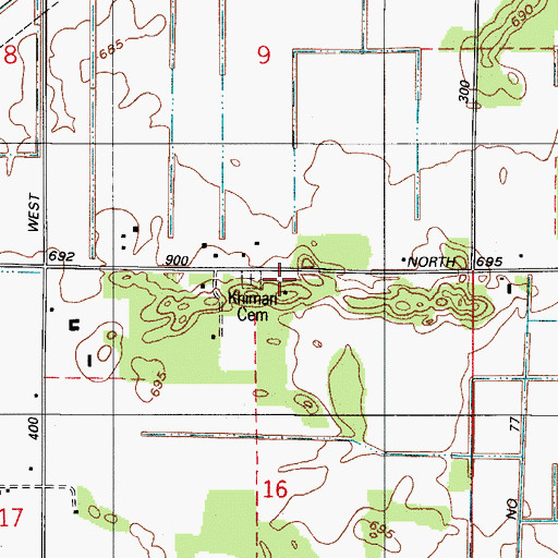 Topographic Map of Kniman Cemetery, IN