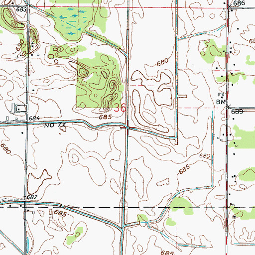 Topographic Map of Lateral Number Seventy-seven, IN