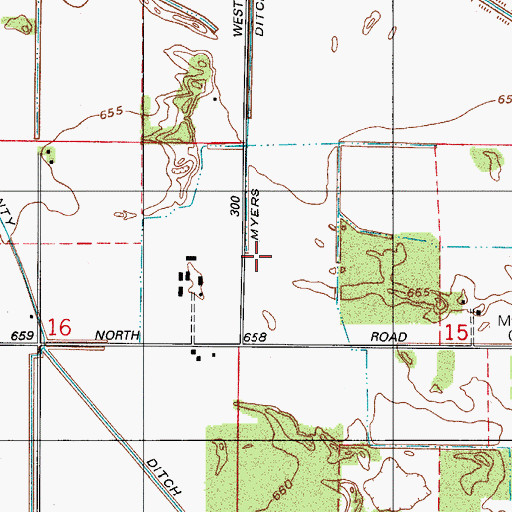 Topographic Map of Myers Ditch, IN