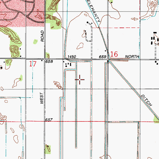 Topographic Map of Schlatzley Ditch, IN