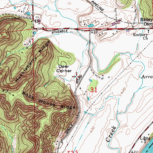 Topographic Map of Deer Corner, IN
