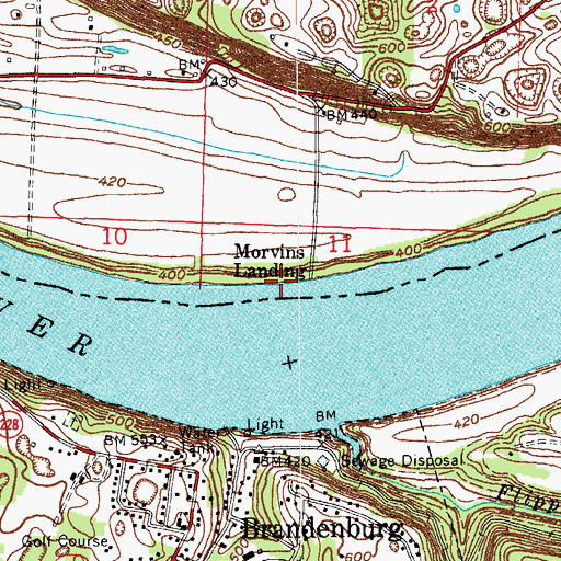 Topographic Map of Morvins Landing, IN