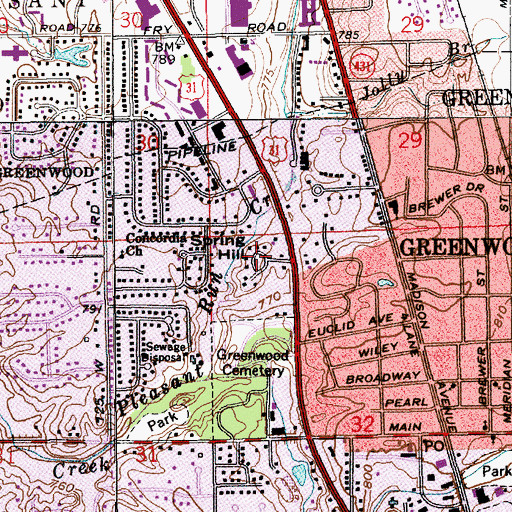 Topographic Map of Spring Hill, IN