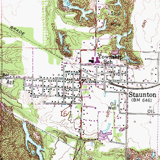 Topographic Map of Staunton, IN