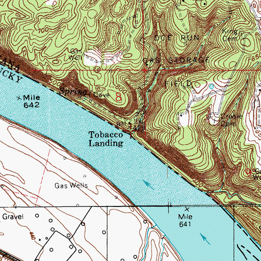 Topographic Map of Tobacco Landing, IN