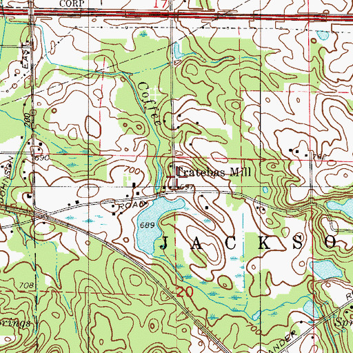 Topographic Map of Tratebas Mill, IN