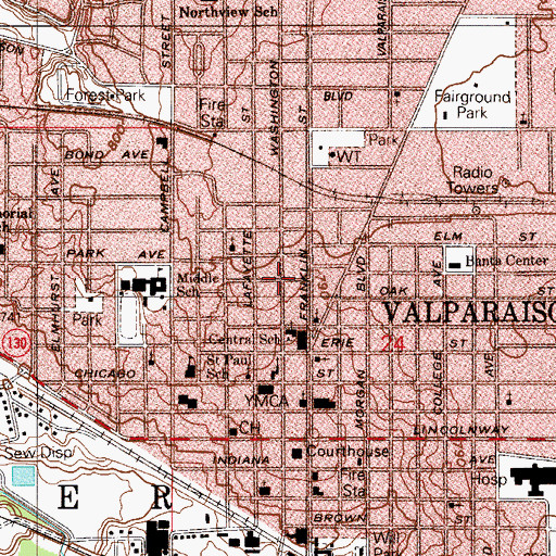 Topographic Map of Valparaiso, IN