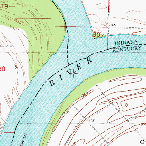 Topographic Map of Wabash River, IN