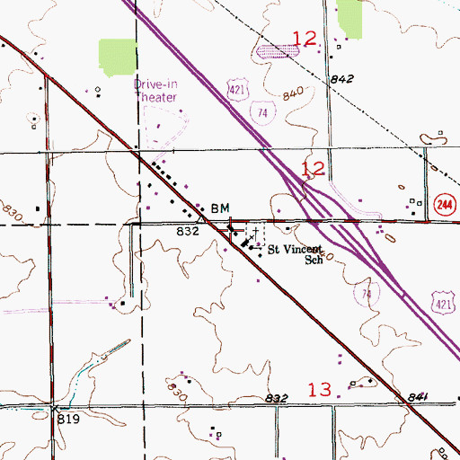 Topographic Map of Blue Ridge, IN