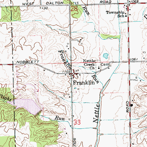 Topographic Map of Franklin, IN