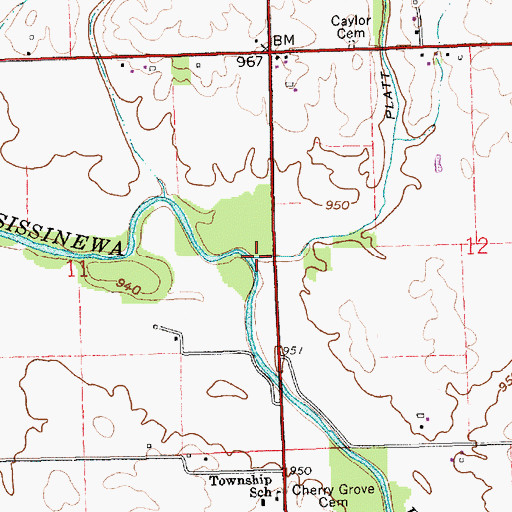 Topographic Map of Dinner Creek, IN