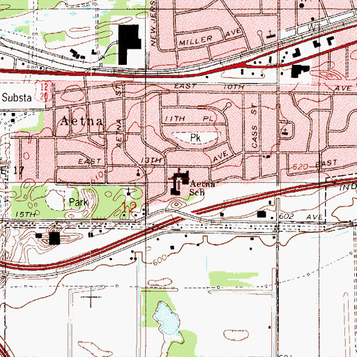 Topographic Map of Aetna Elementary School, IN