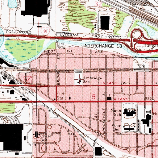 Topographic Map of Ambridge Elementary School, IN