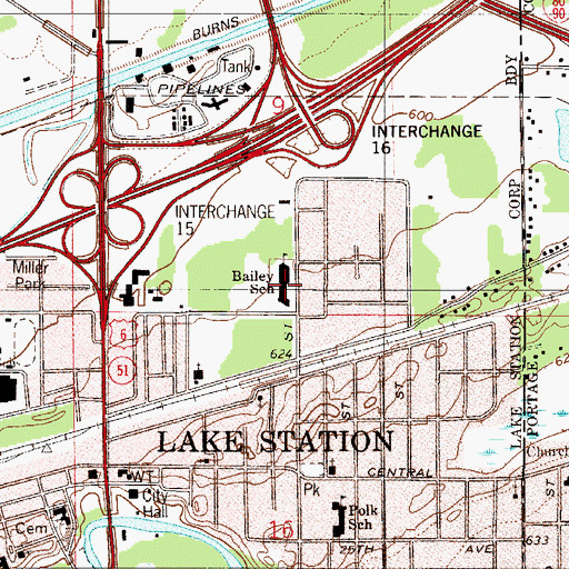 Topographic Map of Virgil I Bailey Elementary School, IN