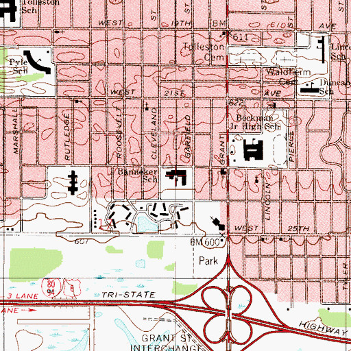 Topographic Map of Benjamin Banneker Elementary School, IN