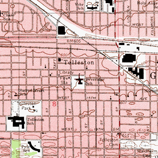 Topographic Map of Beveridge Elementary School, IN