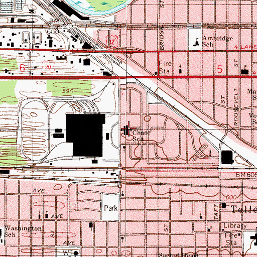 Topographic Map of Chase Alternative Middle School, IN