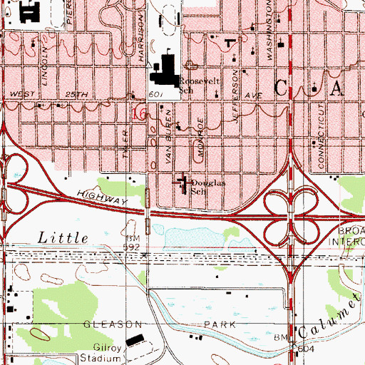 Topographic Map of Frederick Douglass Elementary School, IN