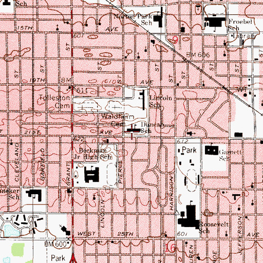 Topographic Map of David O Duncan Elementary School, IN