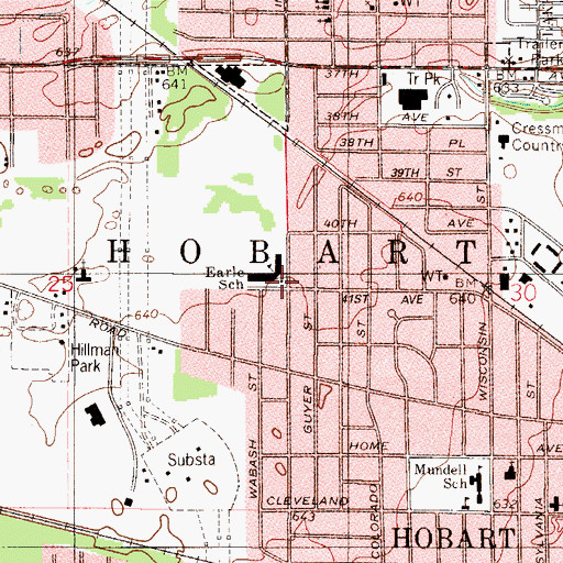 Topographic Map of George Earle Elementary School, IN