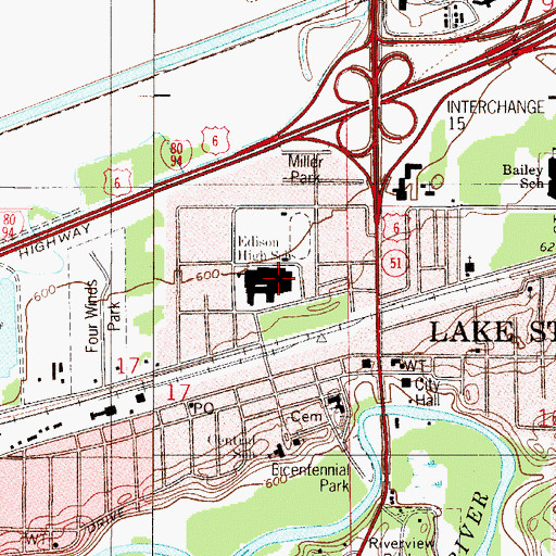 Topographic Map of Thomas A Edison Junior - Senior High School, IN