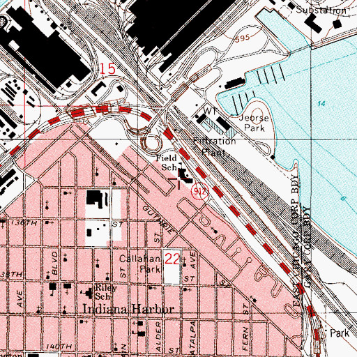 Topographic Map of Eugene Field Elementary School, IN