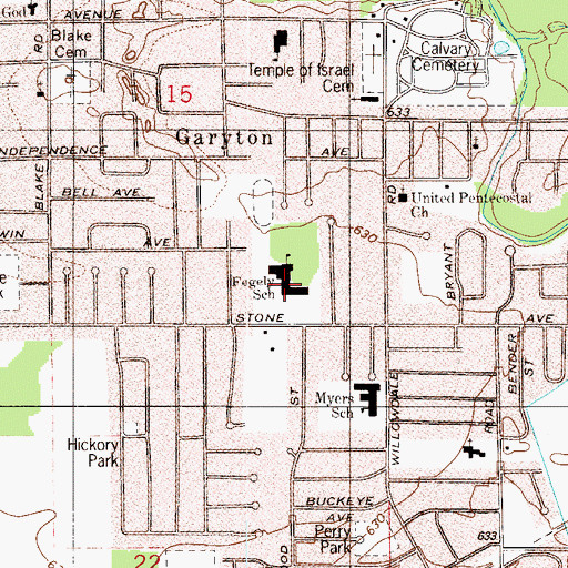 Topographic Map of William Fegely Middle School, IN