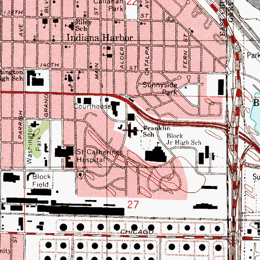 Topographic Map of Benjamin Franklin Elementary School, IN