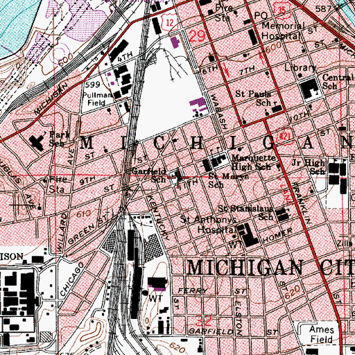 Topographic Map of Garfield Special School, IN