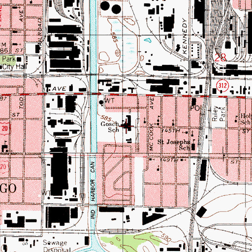 Topographic Map of Carrie Gosch Elementary School, IN