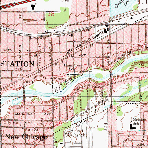 Topographic Map of Alexander Hamilton Elementary School, IN