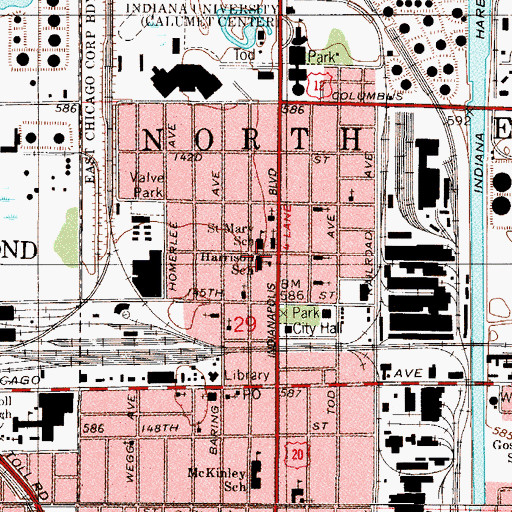 Topographic Map of Benjamin Harrison Elementary School, IN