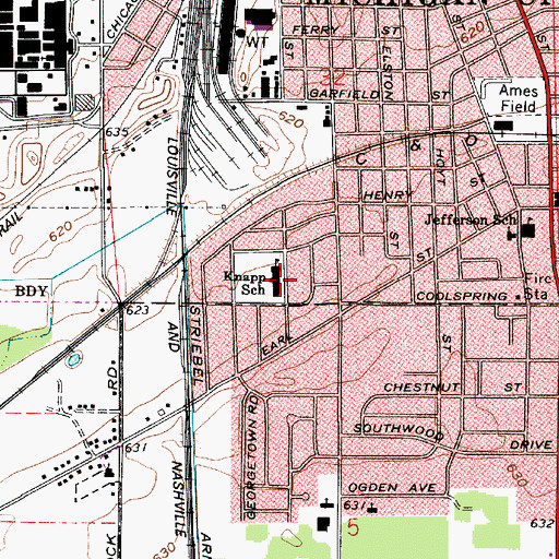 Topographic Map of Knapp Elementary School, IN