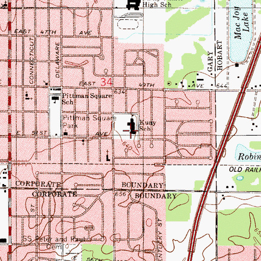 Topographic Map of Kuny Elementary School, IN