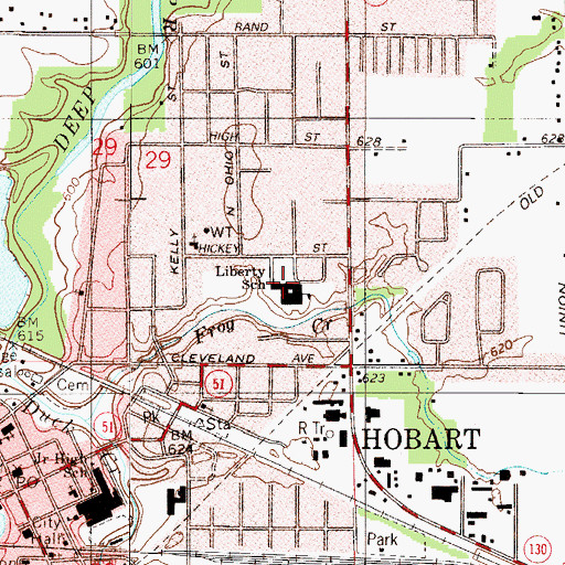 Topographic Map of Liberty Elementary School, IN