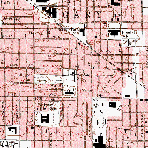 Topographic Map of Lincoln Achievement Center, IN