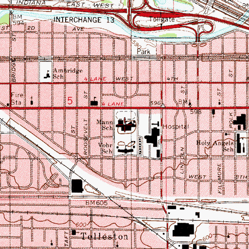 Topographic Map of Horace Mann Elementary School, IN