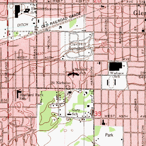Topographic Map of Arthur P Melton Elementary School, IN