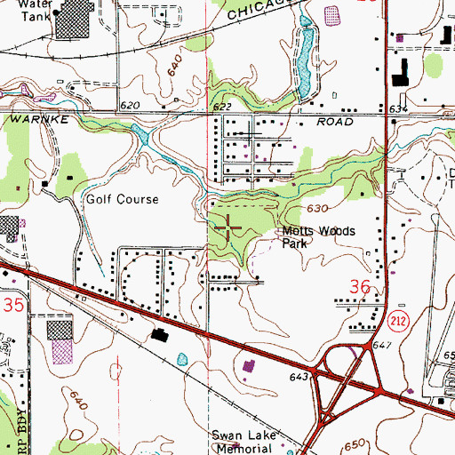 Topographic Map of Motts Park, IN