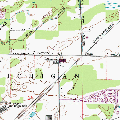 Topographic Map of Niemann Elementary School, IN