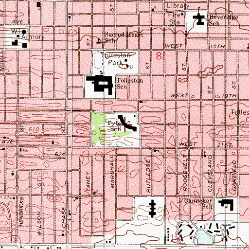 Topographic Map of Ernie Pyle Elementary School, IN