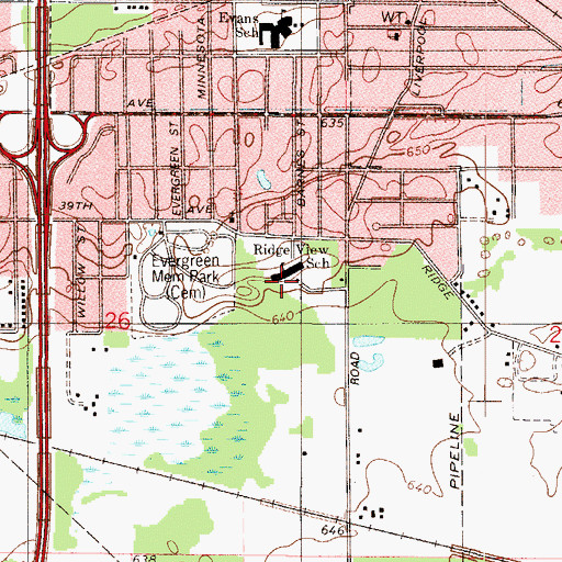 Topographic Map of Ridge View Elementary School, IN