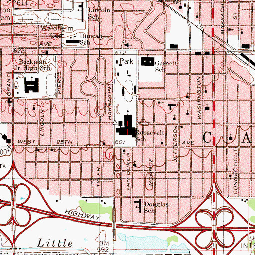 Topographic Map of Theodore Roosevelt High School, IN