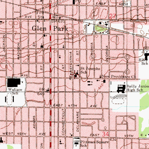 Topographic Map of Saint Joseph the Worker School, IN