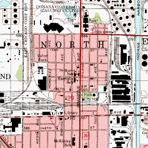 Topographic Map of Saint Mary School, IN