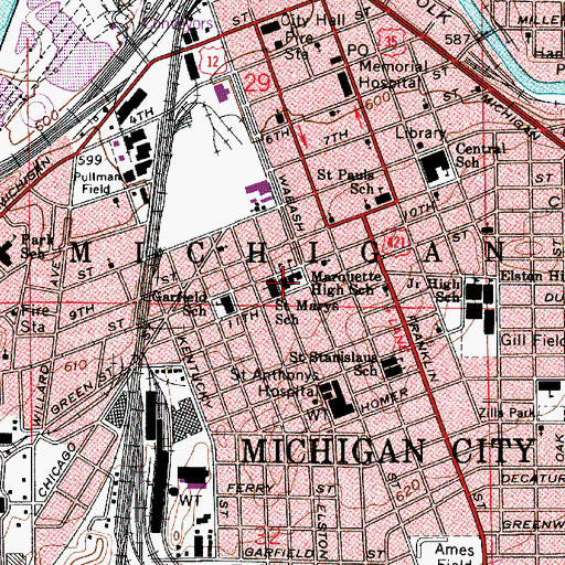 Topographic Map of Saint Mary Elementary School, IN