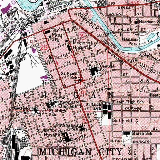 Topographic Map of Saint Paul Christian Day School and Kindergarten, IN