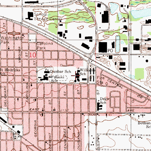 Topographic Map of Daniel Hale Williams Elementary School, IN