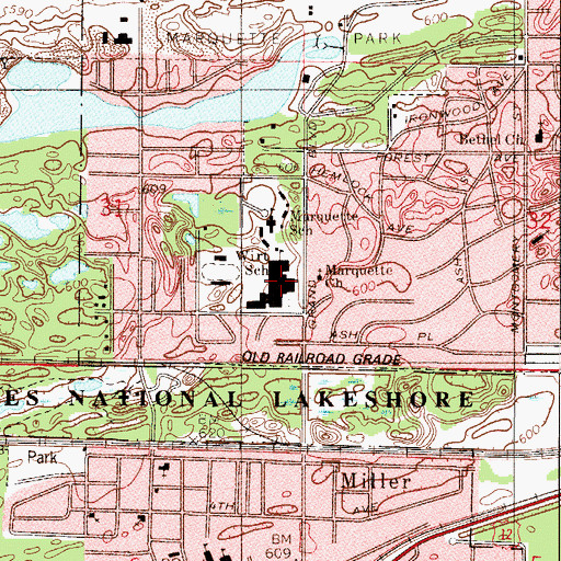 Topographic Map of William A Wirt Senior High School, IN